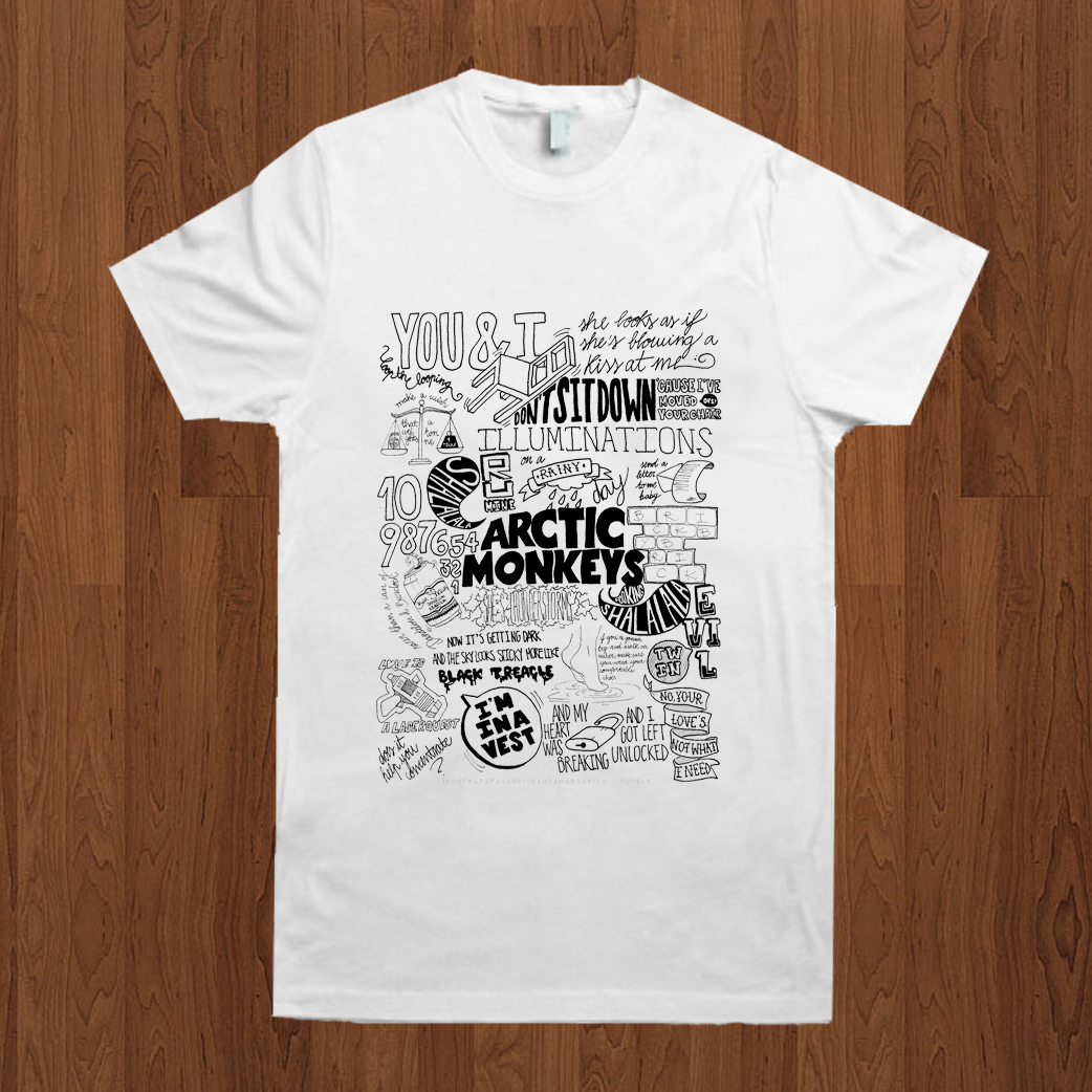 Arctic Monkeys various Lyrics white NDR printed t -shirts